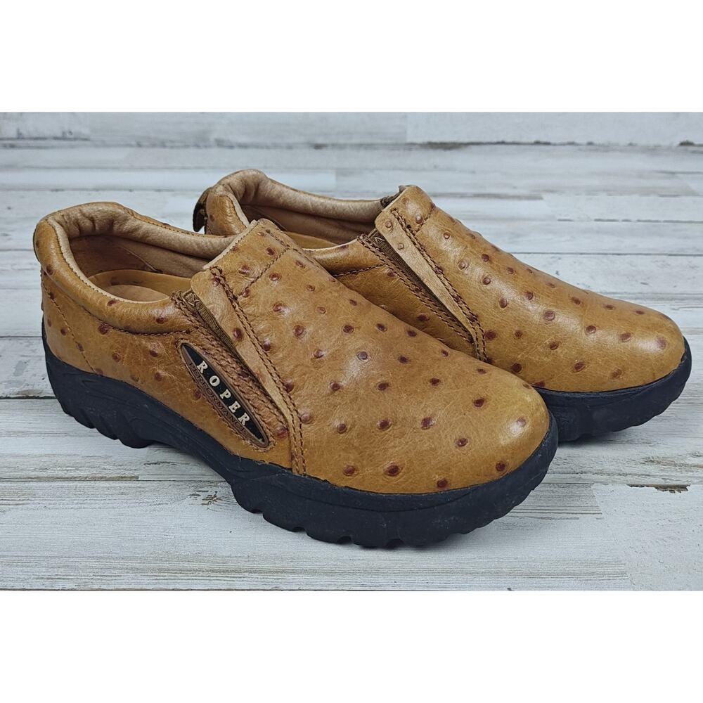 ROPER Women's Size 5.5 Leather Faux Ostrich Clog Shoes About Mint Condition